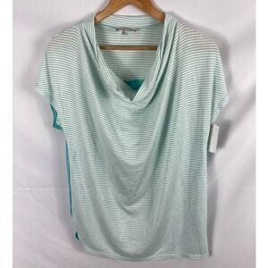 NWT H Halston Striped scoop neck short sleeve top size small